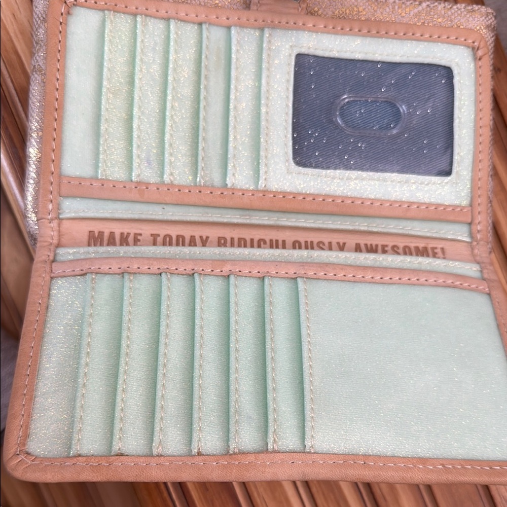 Mint and Tan Wallet with Motivational Message - Picture 2 of 4